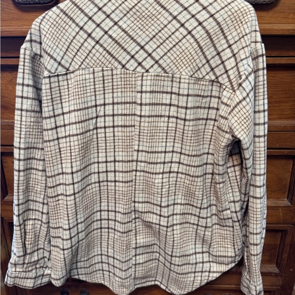 Plaid Button Down Shirt - Cream and Brown - Picture 3 of 4